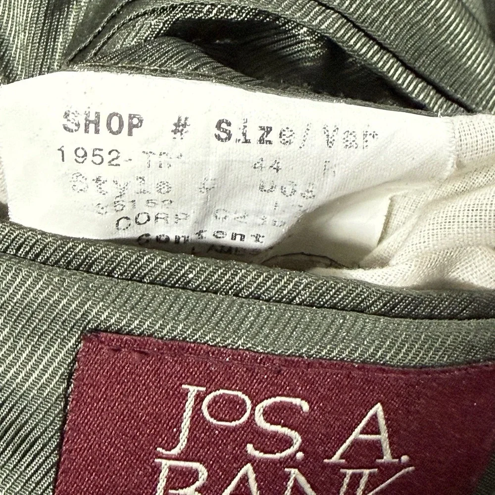 Jos A Bank 44R 100% Wool Sport‎ Coat Olive Brown Textured Blazer Men